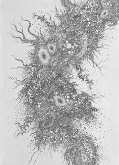 an ink drawing with many small dots on it