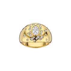 a gold ring with diamonds on it