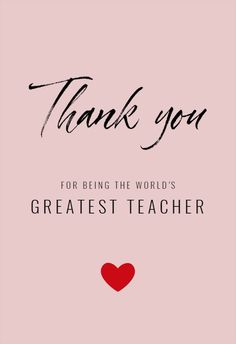 thank card with the words, thank you for being the world's greatest teacher