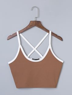 Apricot Casual Collar  Fabric Plain Cami Embellished Medium Stretch Summer Women Clothing Shein Outfits, Trendy Fashion Tops, Women Tank Tops, Easy Trendy Outfits, Cute Crop Tops, Cute Comfy Outfits, Simple Trendy Outfits, Cute Simple Outfits