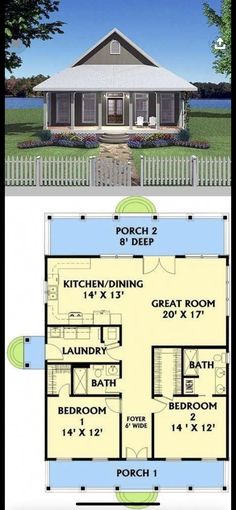 two story house plans with an open floor plan for the front and back of the house