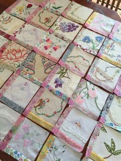 the quilt is made with many different designs