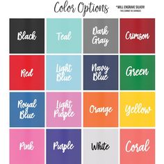 color options for different colors and font