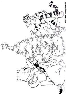 winnie the pooh christmas tree coloring page