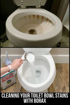 the toilet bowl is clean and ready to be used by someone who has been cleaning