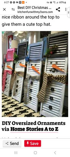 the diy christmas decorations are on sale for $ 2, 99 and they have been made from old shutters