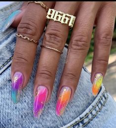 Summer Nails 2023, Colorful Nail, Nails 2023, Short Acrylic Nails Designs, Rainbow Nails, Neon Nails, Nails Desing, Beach Nails, Hot Nails