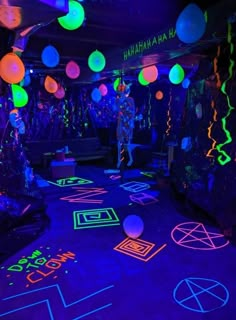 glow in the dark party room with neon lights