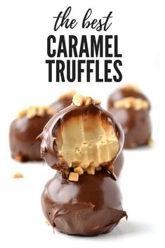 the best caramel truffles are made with chocolate, marshmallows and peanut butter