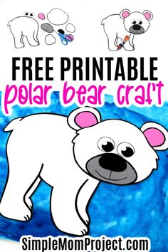 a polar bear craft for kids with the text, free printable polar bear craft