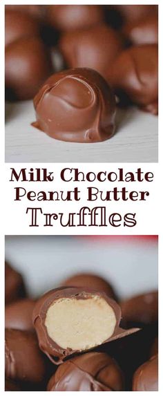 milk chocolate peanut butter truffles with text overlay