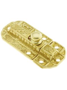 a brass plated metal door handle with decorative designs on the front and back side