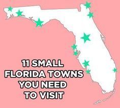 the florida towns you need to visit are shown in green stars on a pink background