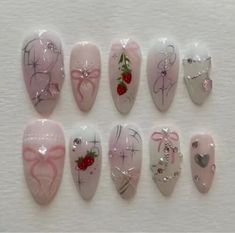 24pcs Almond Shape press on nails handmade  | eBay Natural Acrylic, Almond Press On Nails, Nails 3d, Short Almond, Fake Nails With Glue, 3d Rose, New Nail Art, Flower Butterfly, Nail Art Hacks