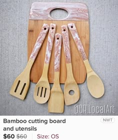 bamboo cutting board and utensils are $ 600 each or $ 650 for the set