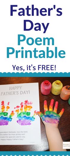 rainbow painted child's hand and handprints Fathers Day Poems