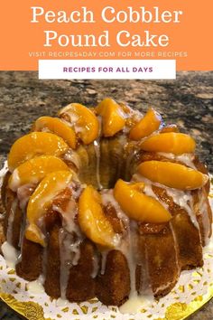 a bundt cake with oranges and icing on top