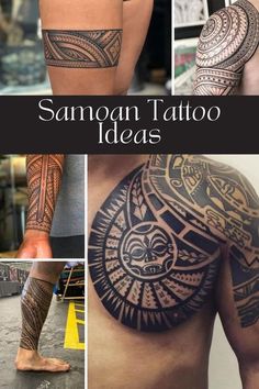 some tattoos that are on the side of a man's chest and arm, with different