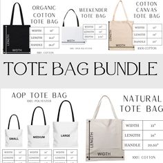 Canvas Size Guide, Tote Bag Size Chart, Tote Bag Size, High-capacity Canvas Tote Bag For Everyday, Tote Bag Measurements, Everyday Branding Canvas Tote Bag, Daily Use Logo Canvas Tote Bag, Eco-friendly Everyday Bag With Dust Bag, White Rectangular Canvas Bag With Branding