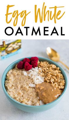 an oatmeal bowl with raspberries and granola in the middle