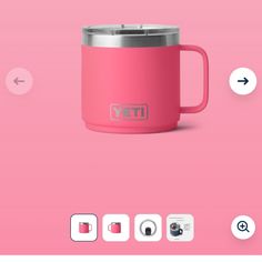 a pink yeti coffee mug on a pink background