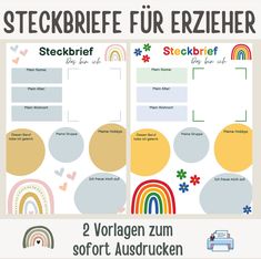 a poster with the words stickerbeee fur erzeher and rainbows