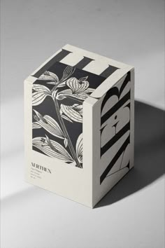 an open box with black and white designs on it