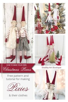 four different christmas items are shown with the text, how to make your own christmas dolls