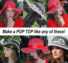 four pictures of women wearing hats with the words make a pop like any of these