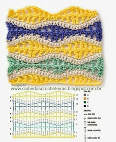 a crochet pattern with different colors on it