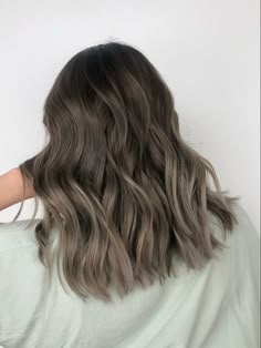 Cool Muted Brown Hair, Balayage Mushroom Brown, Cool Tone Brown Hair Balayage, Ash Brown Short Hair, Grey Balayage Brunettes, Asian Hair Balayage Ash Brown, Short Ashy Brown Hair, Mid Length Balayage Hair Brunettes, Asian Hair Balayage Ash