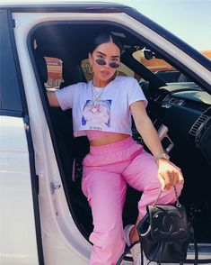 Two Piece Set Floss Pants And Crop Tops Neon Tracksuit for Women Fitness Sweatsuit Casual Pink Bandage High Waist Long Pants Sexy Clothes Yeezy Outfit, Tracksuit Women, Dope Outfits, Fashion Streetwear, Swag Outfits, Mode Inspiration, Looks Vintage