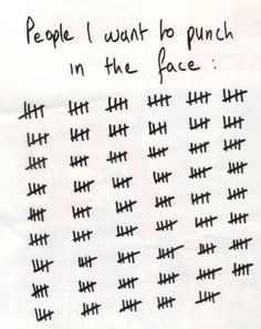 a piece of paper with writing on it that says people i want to punch in the face