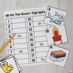 printable worksheet for the room with pictures and words to help students learn how to write