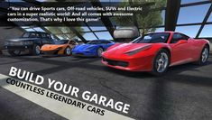 a group of cars parked in front of each other on a parking lot with the caption build your garage