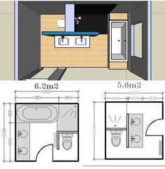 the floor plan for a small bathroom with toilet, sink and shower stall is shown