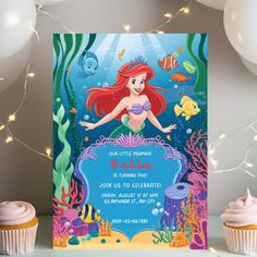 a little mermaid birthday party with cupcakes