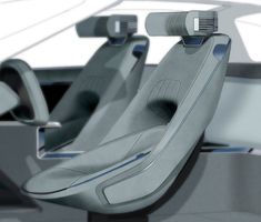 the interior of a futuristic vehicle is shown in this artist's rendering, it appears to be gray