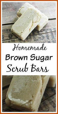 homemade brown sugar scrub bars are stacked on top of each other