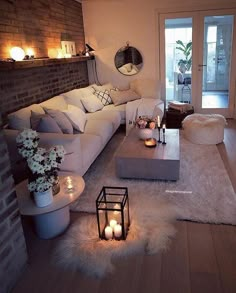 living room designs with candles on the coffee table