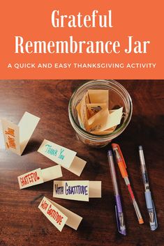 The Grateful Remembrance Jar is a quick and easy activity for people who are grieving on Thanksgiving Day. Instead of asking you to find gratitude for things in the here-and-now, this activity asks you to focus on gratitude for the past you shared with your loved one, for the things they taught you, the ways they continue to live on in this world, and so on. #grief #grieving #bereavement #arttherapy #Thanksgivingactivities via @whatsyourgrief Gratitude Activities For Adults, Group Activities For Adults, Bereavement Support, Thanksgiving Activity, Gratitude Activities, Mindfulness For Kids, Activities For Adults