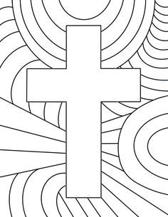 a coloring page with a cross in the center