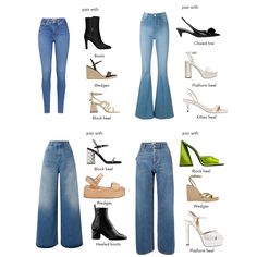 #jeans #shoes #howtodress Jean With High Heels Outfit, Outfit Ideas Heels Jeans, Bootcut Jeans For Short Women, How To Wear Heels With Jeans, Styling Low Rise Flare Jeans, Heels To Wear With Jeans, Jean With Heels Outfits, Heel And Jeans Outfit, Jean Outfits With Heels