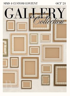 the front cover of a magazine with many different frames on it, including one that says gallery collection