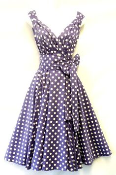 New Spot Pin up Vintage1950s style soft Purple Polka Dot Summer Swing Tea Dress | eBay 40s Mode, Retro Mode, Soft Purple, 1950s Dress