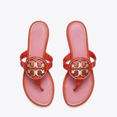 Tory Burch Miller Sandals Size 5 Color Is Red And Gold Brand New With Box And Dustbag #Toryburch #Sale #Millersandals Glitter Ballet Flats, Shoes Orange, Miller Sandal, Sandals Gold, Tory Burch Sandals, Leather Sandals Flat, Tory Burch Miller, Black Wallet, Tory Burch Flats