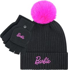 Barbie Winter Hat for Women – Winter Beanie Hats for Women with Gloves, Warm Beanie Hats, Pink Knitted Beanie at Amazon Women’s Clothing store Barbie Hat, Beanie Outfit, Girls Winter Hats, Kids Winter Hats, Girls Gloves, Beanie Hats For Women, Pink Beanies, Kids Beanies