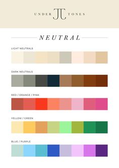 Neutral Skin Tone, Skin Undertones, Olive Skin Tone, Warm Skin Tone, Cool Skin Tone, Color Combinations For Clothes, Natural Skin Tone, Skin Color Palette, Seasonal Color Analysis