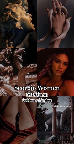 the cover art for scorpion women, featuring an image of a woman holding a snake