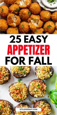 an image of appetizers for fall with text overlay that reads 25 easy appetizer for fall